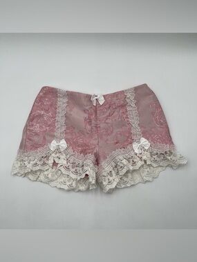 Sugar Thrillz X Dolls Kill Love Match Ruffle Shorts Pink Lace Size Small NEW NWT